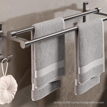 Non perforated rack bathroom towel hanging rod wall